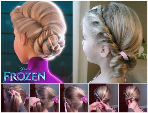 How to DIY Disney Frozen Coronation Hairstyle tutorial and instruction. Follow us: www.facebook.com/fabartdiy Frozen Coronation, Princess Hairstyle, Girls School Hairstyles, Elsa Hair, Frozen Hair, Diy Disney, Frozen Princess, Frozen Disney, Salon Design