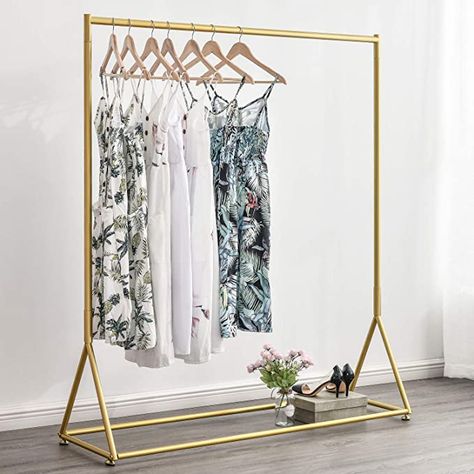 Amazon.com: BOSURU Modern Clothes Rack Retail Display Clothes Rack Freestanding Garment Rack Easy Assemble Clothing Rack for Bedroom or Boutiques Gold 59" L : Home & Kitchen Modern Clothing Rack, Dress Rack, Display Clothes, Metal Clothes Rack, Clothing Store Interior, Dress Display, Velvet Hangers, Modern Clothes, Garment Rack