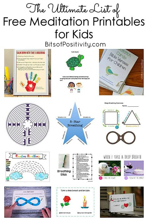 Long list of free meditation printables for kids, including free breathing exercises, finger labyrinths, guided meditation scripts to use with kids, and free printable scripture cards for kids' Christian meditations - Bits of Positivity #mindfulness #meditation #freeprintables Meditation Kids, Guided Meditation Scripts, Meditation Scripts, Christian Meditation, Printable Scripture, Printables For Kids, School Social Work, Mindfulness For Kids, Mindfulness Exercises