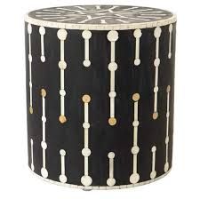 Inlay Side Table, Bone Inlay Side Table, Bone Inlay Tray, Drum Side Table, Pedestal Side Table, Bone Inlay Furniture, Inlay Furniture, Round Stool, Unique Coffee Table