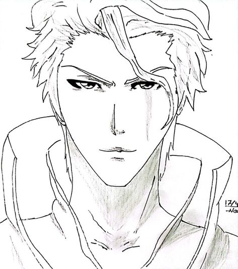 Aizen Drawings, Bleach Anime Art Drawing, Aizen Sketch, Aizen Drawing, Anime Drawing With Pencil, Bleach Sketch, Male Face Drawing, Bleach Drawing, Sketch Images