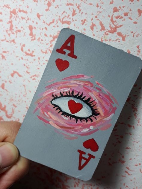 Things To Paint On Cards, Drawings On Playing Cards, Diy With Playing Cards, Drawing On Cards Deck, Diy Uno Cards Aesthetic, Painting Deck Of Cards Ideas, Painted Card Deck, Diy Card Deck, Playing Cards Design Art