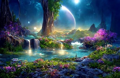 Magical Forest Background, Magical Scenery, Relaxing Places, Fairytale Illustration, Lighting Showroom, Anime Backgrounds Wallpapers, Landscape Artwork, Matte Painting, Hyperrealism