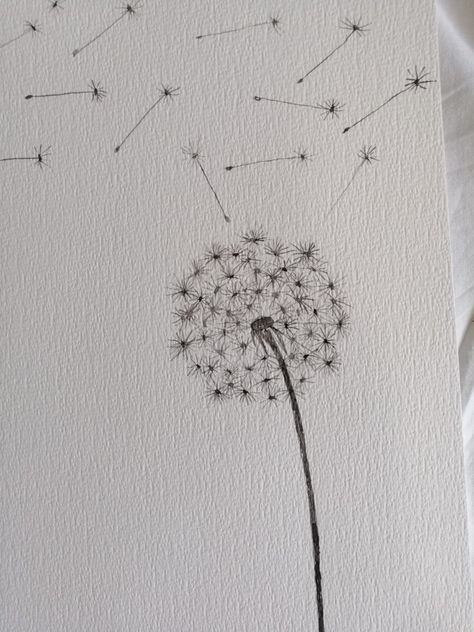 Dandelion Sketch Simple, Flower Field Sketch, Dandelion Sketch, Dandelion Drawing, Vinyl Art Paint, Nature Sketch, Dragonfly Art, Sketches Simple, Mini Drawings