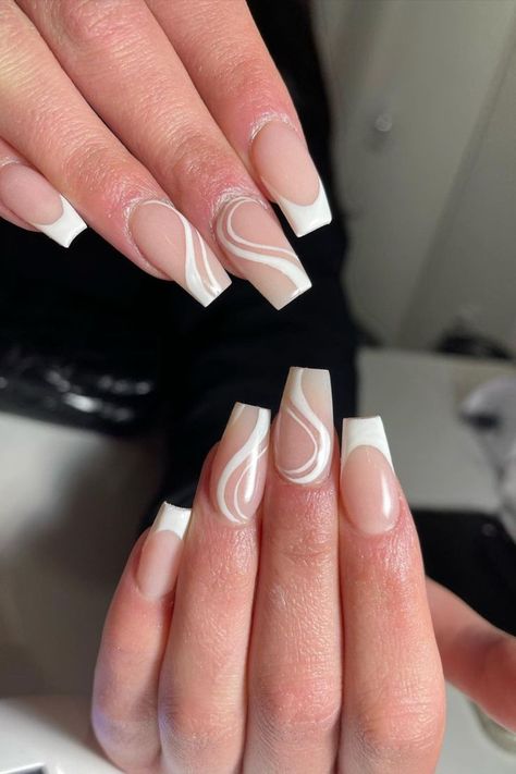 Ballerina Nails Designs, Short Coffin Nails Designs, Nail Art French, Acrylic Nail Designs Coffin, Art Nail Designs, Gel Nails French, French Tip Nail Designs, Basic Nails, French Tip Acrylic Nails