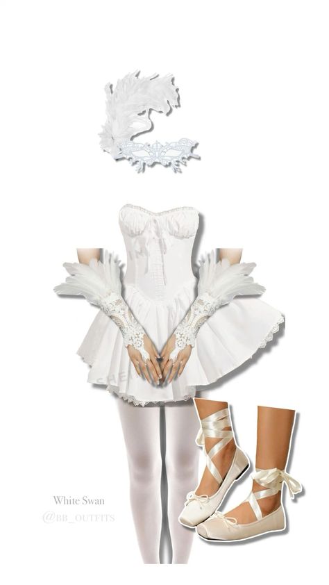 White Swan Outfit, Swan Lake Outfit, White Swan Halloween, White Swan Costume, Swan Halloween Costume, Basic Halloween Costume, White Nurse Dress, Halloween Costume Unique, Swan Halloween