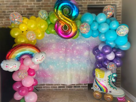 Polly Pocket Birthday Party Ideas, Polly Pocket Birthday Party, Polly Pocket Party, Roller Skate Birthday Party, Skate Birthday Party, Roller Skate Birthday, Skate Birthday, Rainbow Parties, Balloon Background