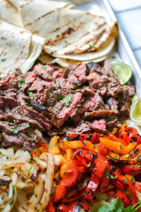 Skirt Steak Fajitas, Steak Fajitas, Skirt Steak, Flank Steak, Beef Dishes, Fajitas, Tortillas, Nachos, I Love Food