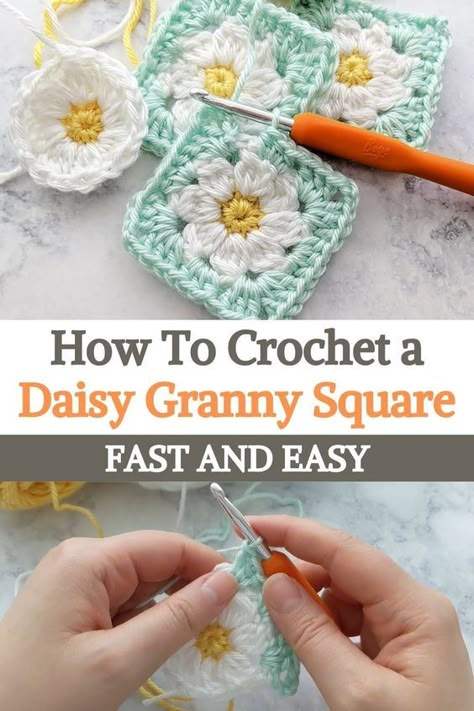 Crochet Flower Granny Square, Granny Square Pattern Free, Daisy Granny Square, Motifs Granny Square, Flower Granny Square, Granny Square Patterns, Granny Square Crochet Patterns Free, شال كروشيه, Granny Square Pattern