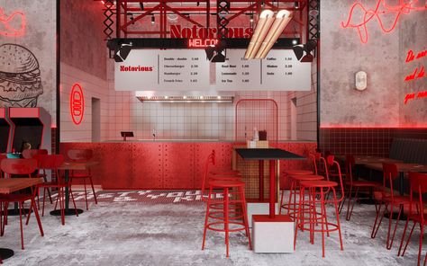 https://tanic.design/work/ladies-only-gym Industrial Burger Restaurant, Fast Food Restaurant Design Ideas, Fast Food Interior Design, Burger Restaurant Design, Fast Food Interior, Fast Food Restaurant Design, Modern Chinese Restaurant, Burger Restaurants, Street Food Design