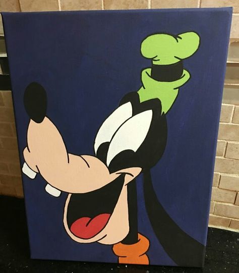 Goofy Painting, Disney Canvas Paintings, Disney Canvas Art, Disney Canvas, Disney Paintings, Art Sketches Doodles, Canvas Painting Tutorials, Artwork Ideas, Simple Canvas Paintings