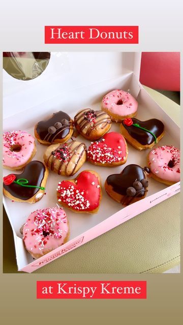 Retail Therapy with Ashley 💕 on Instagram: "All you need is love & @krispykreme heart donuts 🫶💕 I surprised my favorite baristas with these heart donuts this morning 🥰☕️🍩 #heartdonut #donuts #doughnuts #valentines #bemine #love #valentinesday2023 #valentinesdessert #valentinesgift #valentinestreats #hearts #reelitfeelit #trendingaudio #explore" Valentine Doughnut Ideas, Valentine’s Day Donut Ideas, Valentine Donut Ideas, Valentines Donut, Donut Ideas, Donut Decorating Ideas, Valentines Brunch, Donut Toppings, Krispy Kreme Donuts