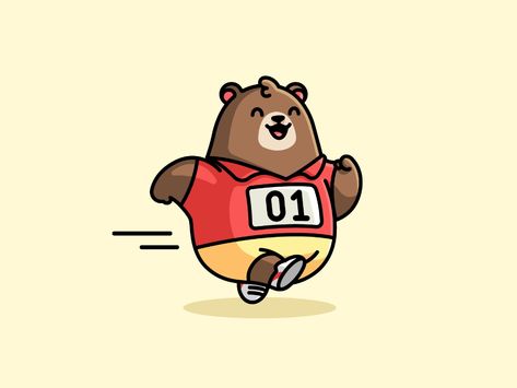 Running Bear by Alfrey Davilla | vaneltia on Dribbble Bear Running, Running Illustration, Running Cartoon, Running Art, Running Bear, Simple Illustrations, Dinosaur Illustration, Bear Illustration, Bear Graphic