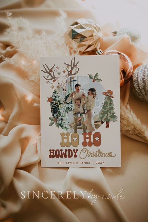 Ho Ho Howdy Cowboy Christmas Card Template Western Christmas Cards, Christmas Cards Photo, Cowboy Christmas, Christmas Card Template, Western Christmas, Christmas Photo Cards, Holiday Joy, Holiday Fun, Card Template