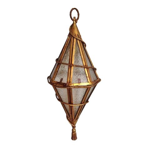 Gilded iron and frosted glass with tassel trim, this Venetian style Italian hanging light. Medieval Candle, Modern Lanterns, 1st Dibs, Lantern Design, Vintage Lanterns, Antique Keys, Glass Lantern, Hanging Lanterns, Hanging Light