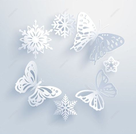 Snowflake Tattoo, Butterfly Christmas, Snow Flake Tattoo, Xmas Design, Butterfly Images, Long Shadow, Home Decor Color, Paper Cut, Seasons Greetings