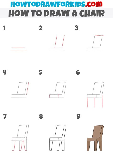 How To Draw Chairs, How To Draw Furniture Step By Step, How To Draw Chairs Step By Step, 3d Chair Drawing, Chair Drawing Simple, How To Draw Furniture, How To Draw A House Step By Step, Chair Sketch, How To Draw A Chair