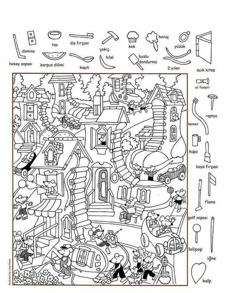 Hidden Pictures Printables, Hidden Picture Games, Highlights Hidden Pictures, Hidden Object Puzzles, Find The Hidden Objects, Hidden Picture Puzzles, Puzzle Photo, Hidden Images, A Coloring Page