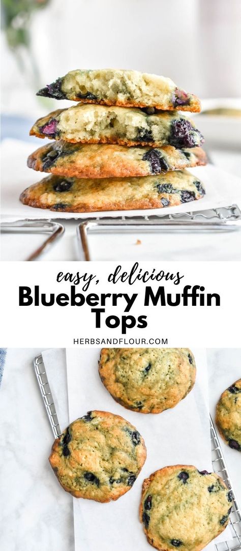 Blueberry Muffins Tops, How To Make Big Muffin Tops, Muffin Top Muffins, Homemade Muffin Tops, Sheet Pan Blueberry Muffins, Blueberry Muffin Tops Recipe, Blueberry Muffin Top Cookies, Blueberry Muffin Bake, Blueberry Muffins With Dried Blueberries