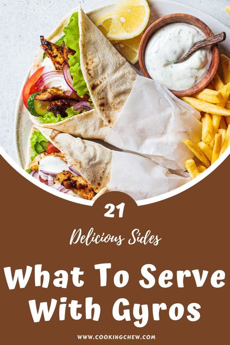 Ever wondered what to serve with gyros? Here are some best side pairing ideas that go with gyros, all of which can make the dish more exciting! Chicken Gyro Side Dish, What To Serve With Gyros Dinners, Chicken Gyros Side Dish, Gyro Dinner Sides, Side Dishes For Gyros, Side For Gyros, Gyros Side Dish, Gyro Bar Ideas, What To Serve With Gyros