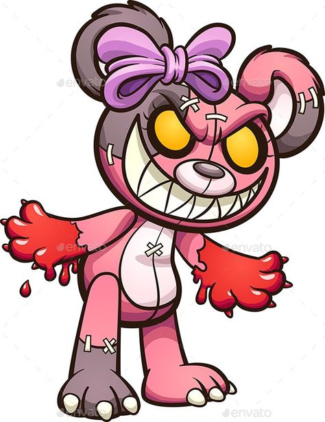 Scary Teddy bear by memoangeles | GraphicRiver Scary Teddy Bear, Evil Teddy Bear, Teddy Bear Drawing, Cartoon Smile, Bear Drawing, Pink Teddy Bear, Graffiti Characters, Graffiti Cartoons, Shirts Ideas