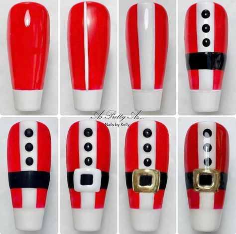 Christmas Nail Tutorial Step By Step, Christmas Nail Art Tutorial Step By Step, Christmas Nail Art Tutorial, Christmas Nails Tutorial, Nail Design Tutorial Step By Step, Santa Nail Art, Christmas Nail Designs Easy, Christmas Nail Art Easy, Nail Art Noel