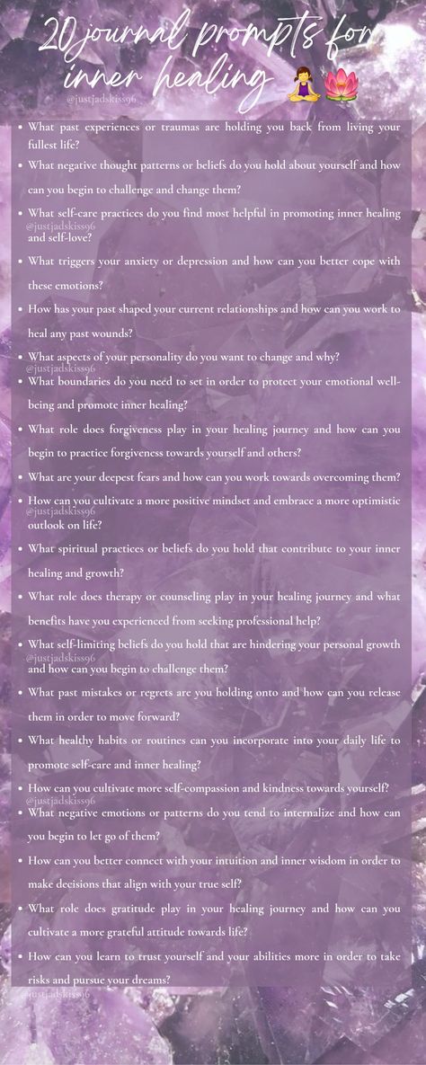 Unlock your inner healing with these powerful journal prompts! 🌟 Writing down your thoughts and feelings can be a transformative process, helping you gain clarity, release emotions, and discover new insights. Use these prompts to dive deeper into your inner world and promote healing! Shadow Work Journal Prompts Letting Go, Journal Prompts To Release Emotions, Inner Peace Journal Prompts, Codependency Journal Prompts, Journal Therapy Emotional Healing, Cbt Exercises, Journaling Topics, Release Emotions, 2023 Journal