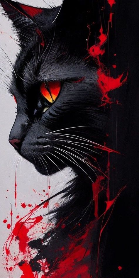 Cats Art Drawing, Animal Portraits Art, Black Cat Art, Art Gallery Wallpaper, Cat Artwork, Cool Wallpapers Art, Cat Wallpaper, Cute Animal Drawings, Beautiful Cats