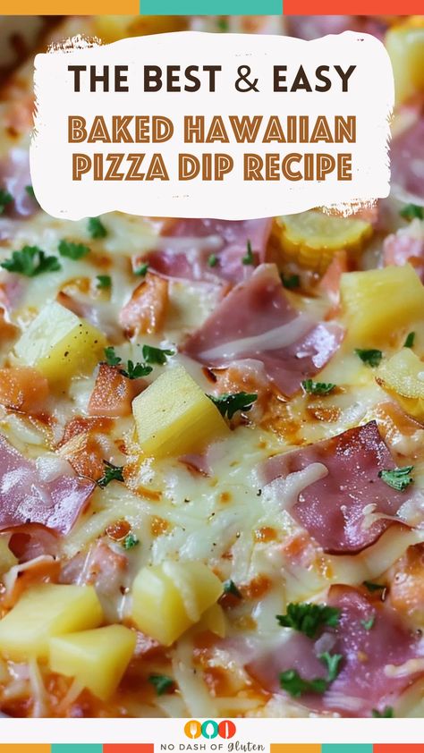 This Baked Hawaiian Pizza Dip is everything you love about Hawaiian pizza but in dip form! Loaded with cheese, ham, and pineapple, it's a warm, gooey, and slightly spicy dip that's always a crowd-pleaser. Serve with bread or chips for an easy and irresistible appetizer! Try it at your next gathering – you’ll want seconds! Hawian Themed Appetizers, Pool Food Ideas Summer, Hawaii Party Food, Hawaiian Pizza Dip, Hawaiian Dip, Hawaii Bbq, Hawaiian Side Dishes, Bbq Dip, Hawaiian Appetizers