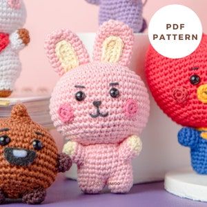 Diy Bt21 Plushies, Crochet Cooky Bt21, Crochet Bt21 Pattern, Bt21 Tejidos A Crochet, Baby Cooky Bt21, Bts Crochet Ideas, Bt21 Crochet Free Pattern, Bts A Crochet, Bt21 Crochet Pattern