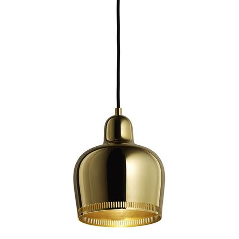 Artek Golden Bell Savoy Pendant Light A330S - DPG Platform Bell Pendant Light, Walter Gropius, Cable Lighting, Blue Room, Alvar Aalto, Bell Pendant, Blue Rooms, Pierre Frey, Inverness