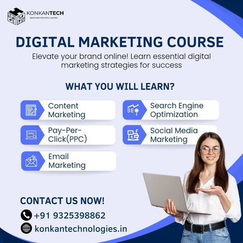 Maximize your success potential with Konkan Technology Services' exclusive Digital Marketing Course! 🚀💡 Don't miss out on this golden opportunity to skyrocket your career! . 📆 Enroll Now! 📞 Contact Us Today: ☎️ +91 93253 98862 🌐 www.konkantechnologies.in . . . . . . Learn Marketing, Digital Marketing Courses, Golden Opportunity, Seo Training, Digital Marketing Strategies, Digital Marketing Course, Enroll Now, Marketing Course, Marketing Skills