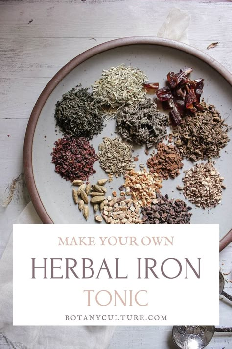 Iron Syrup, Tinctures Recipes, Herbal Medicine Recipes, Herbal Remedies Recipes, Herbal Tonic, Medicinal Herbs Garden, Medical Herbs, Blackstrap Molasses, Herbal Teas Recipes