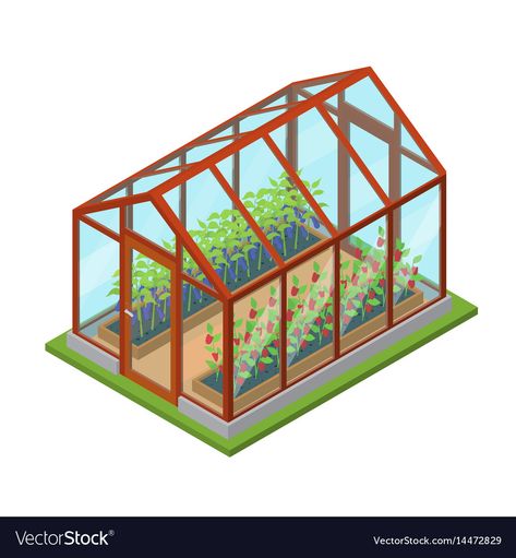 Greenhouse Pictures, View Building, Greenhouse Farming, Glass Greenhouse, Classic Rpg, Greenhouse Plants, Green Environment, Isometric Art, Plant Drawing