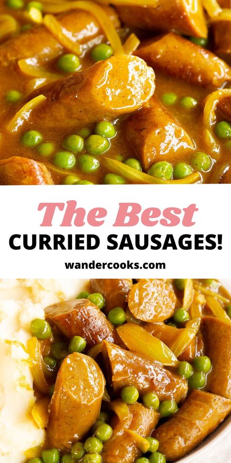 These are the BEST EVER Curried Sausages – they’re seriously convenient comfort food. With this easy one pot recipe you’ll have dinner on the table in just 20 minutes, for an effortless family favourite that’s packed with flavour. Recipe For Big Family, Sausage Ideas For Dinner, Easy Curried Sausages, Sausage Curry, Australian Snacks, Easy Sausage Recipes, Curried Sausages, Sausage Crockpot, Big Family Meals