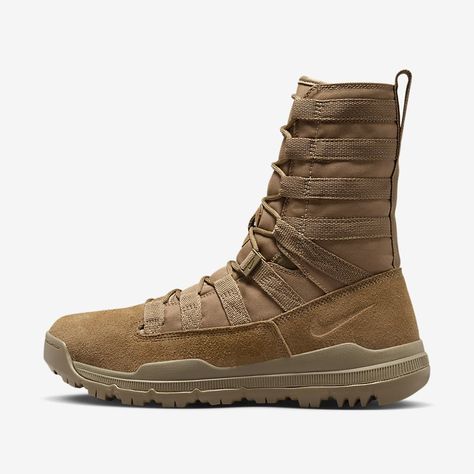 Nike SFB Field 2 8" Leather Tactical Boots. Nike.com Green Nike Boots, Nike Sfb Boots, Nike Sfb Gen 2, Nike Sfb, Nike Leather, Nike Boots, Soccer Boots, Discount Nikes, Tactical Boots