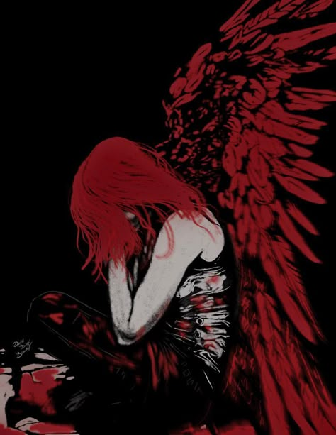 Red Hair Woman Art, Creepy Angel, Beings Of Light, Red Angel, Bottom Light, Knight Art, Goth Art, Beautiful Dark Art, Ethereal Art