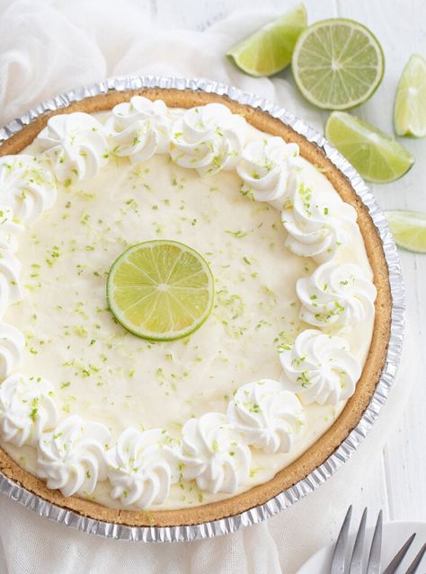 Refrigerator Pies, Key Lime Whipped Cream, Key Lime Pie Recipe No Bake, No Bake Key Lime Pie, No Bake Key Lime, Key Lime Recipes, Desserts Quick, Pie Ideas, Key Lime Pie Easy