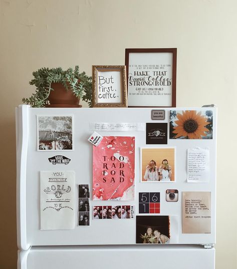 Taylor Tippett's fridge Chicago Top Of Fridge, Refrigerator Decor, Fridge Decor, Happy October, Apartment Life, Candy Corn, Apartment Living, First Home, Home Decor Inspiration