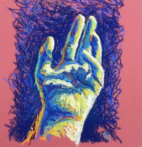 undefined Hand Study, Hands Drawing, Hands Reaching Out, Hand Oil, Oil Pastel Drawings, Pastel Paper, Branding Ideas, Fauvism, Building Art