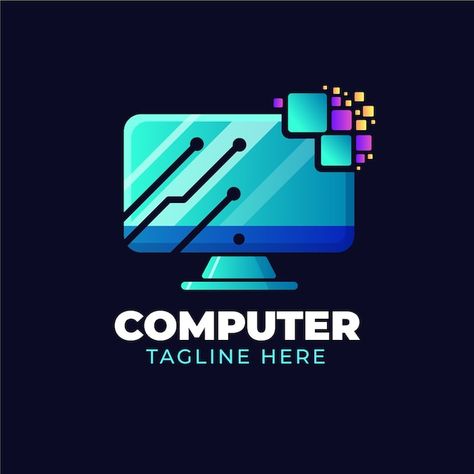 Free vector gradient computer logo templ... | Free Vector #Freepik #freevector #computer-logo #gradient-logo #business-logo #company-logo Software Engineer Logo, Computer Logo Design Ideas, Logo Gradient, Computer Logo, Computer Center, Corporate Logo Design, Vector Gradient, Gradient Logo, Logo Company