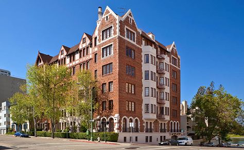 "Tudor Hall Apartments is an unusual Tudor-style 6-story apartment building at 150 17th Street, at the corner of 17th and Madison Streets, near Lake Merritt. The building was designed by the firm of Miller and Warnecke, a firm known for Tudor-style buildings, and was completed in November 1929.  Many of the building's unique details have been preserved to this day." - Oakland Wiki Apartment Floor Plan, Tudor Style, Architecture Fashion, The Building, Apartment Building, In November, Architecture Building, Multi Story Building, The Globe