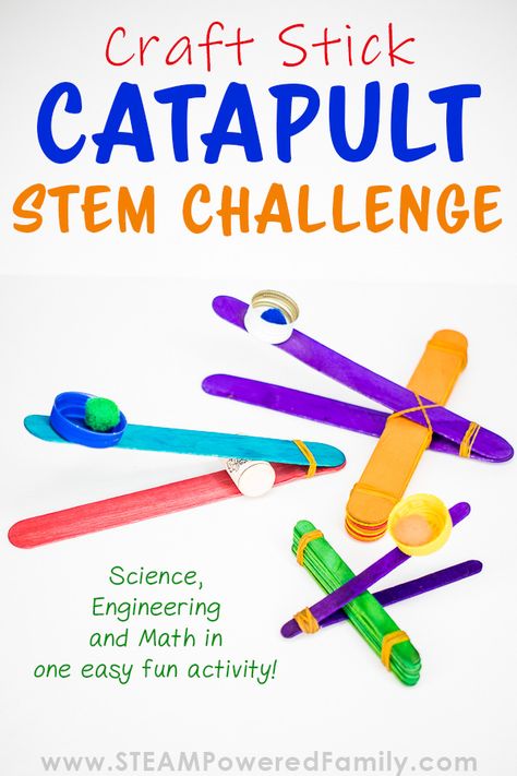 Stem Activities For Early Years, Catapult Stem Challenge, Stem Catapult, Kids Engineering Projects, Build A Catapult, Catapult For Kids, Math And Physics, Popsicle Stick Catapult, Scientific Process