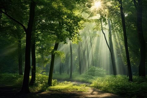 Lush green forest landscape light sunlight. | free image by rawpixel.com / Parom Sawangweaw Forest Path Landscape, House Redwyne, Fantasy Forest Landscape, Lush Green Forest, Lush Forest, Hanuman Photos, Evening Sunset, Forest Background, Forest Path