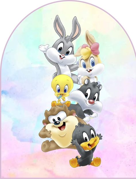 Baby Looney Tunes Baby Shower Theme, Looney Tunes Baby Shower Ideas, Baby Looney Tunes Cake, Looney Tunes Party, Looney Tunes Wallpaper, Baby Birthday Decorations, 3d Cake Toppers, Clouds Nursery, Baby Looney Tunes