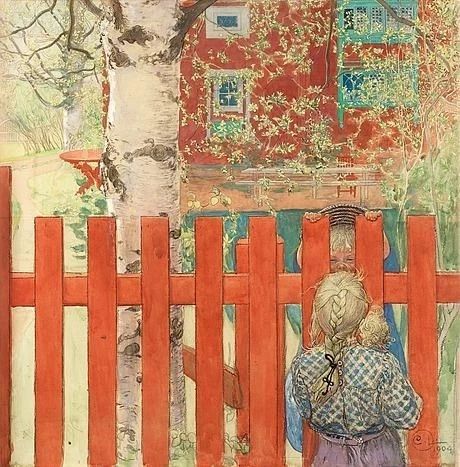 Canvas Painting Projects, Canvas Art Painting Acrylic, Carl Larsson, Canvas Art Projects, Simple Canvas Paintings, Textured Canvas Art, Scandinavian Art, Aesthetic Painting, The Fence