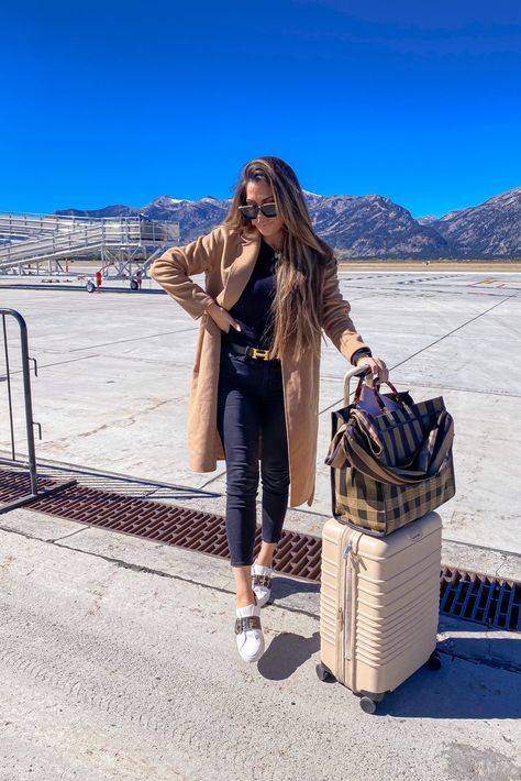 Emily Gemma Outfits, September Instagram, Louis Vuitton Sweater, Chic Travel Outfit, The Sweetest Thing Blog, Steve Madden Sunglasses, Airplane Style, American Sweater, Airport Travel Outfits