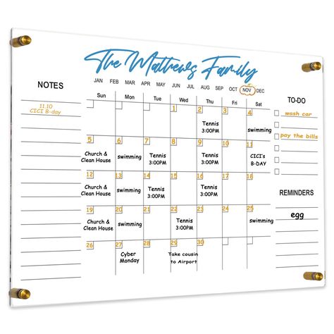 PRICES MAY VARY. Premium Acrylic Material: Elevate the aesthetic of your workspace, home, or business environment with the premium black acylic Keep Your Dayds in Order: This acrylic dry erase monthly calendar whiteboard can easily keep track of your daily plans and schedules, while recording various ideas in the NOTES,TO-DO,REMINDERS column Personalized design: This is a monthly calendar board that allows you to create your own theme. The top of the acrylic board leaves room for you to DIY, suc Workspace Home, Annual Planning, Acrylic Calendar, Dry Erase Board Calendar, Whiteboard Calendar, Calendar Board, Business Environment, Planning Board, Family Planner