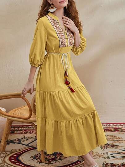 Maxi Dress Designs, Yellow Tie, Dress Party Night, Outfit Party, Mode Abaya, Woman's Fashion, Frock Design, Maxi Dress Cotton, Designs For Dresses