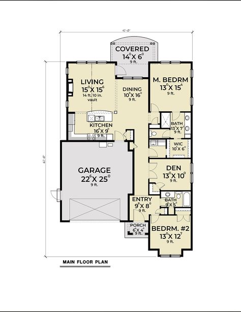 Cottage, European House Plan 40931 with 2 Beds, 2 Baths, 2 Car Garage Level One 2 Bedroom House Plan With Garage, 2 Bedroom With Office House Plans, 2 Bedroom House Plans With Garage, European Farmhouse Style, Modular Floor Plans, Porch Plans, Two Bedroom House, 2 Bedroom House Plans, Construction Ideas